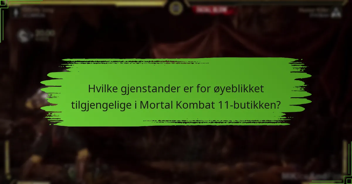 Hvilke gjenstander er for øyeblikket tilgjengelige i Mortal Kombat 11-butikken?